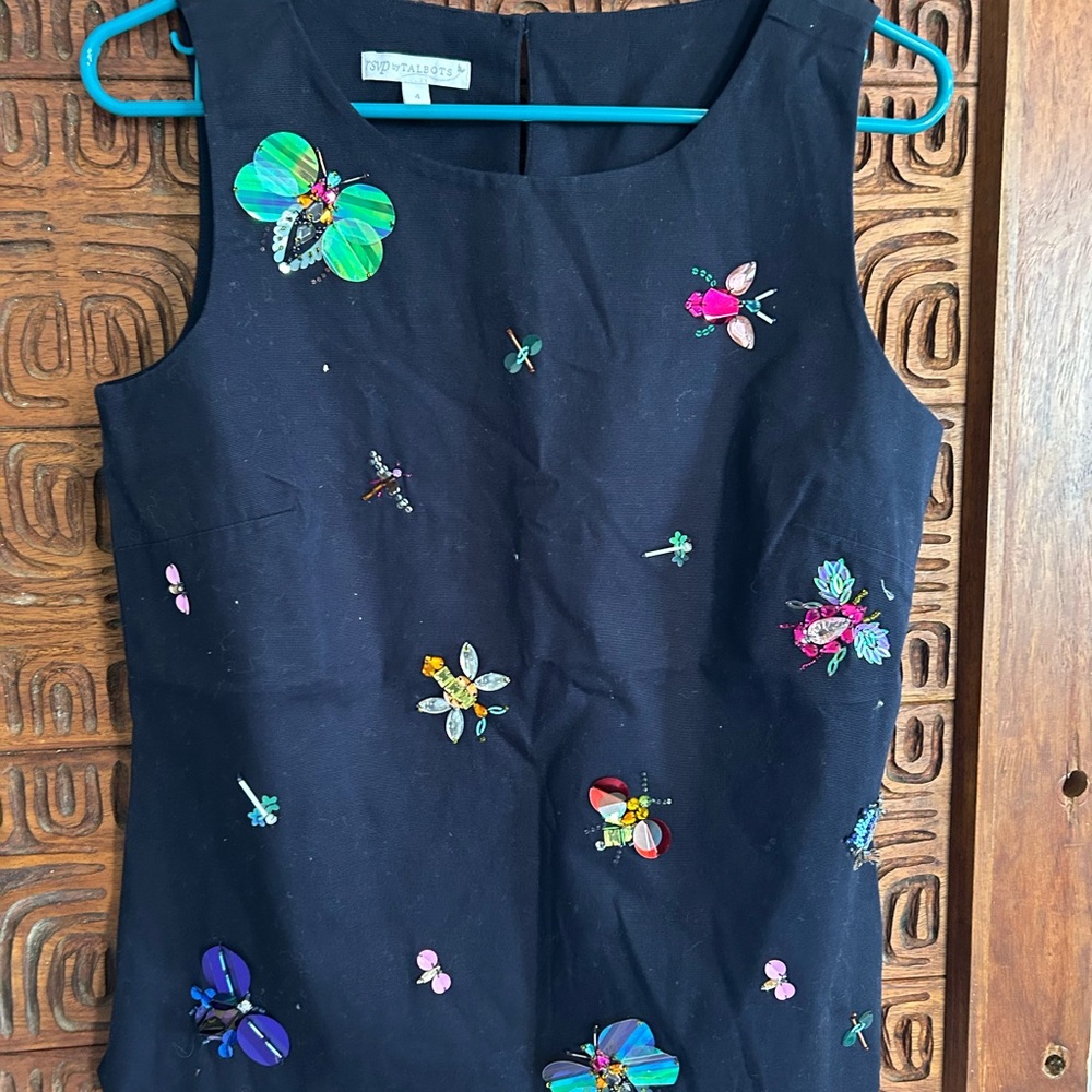 Talbots Black Sleeveless Blouse with Colorful Butterfly Designs RSVP formal wear